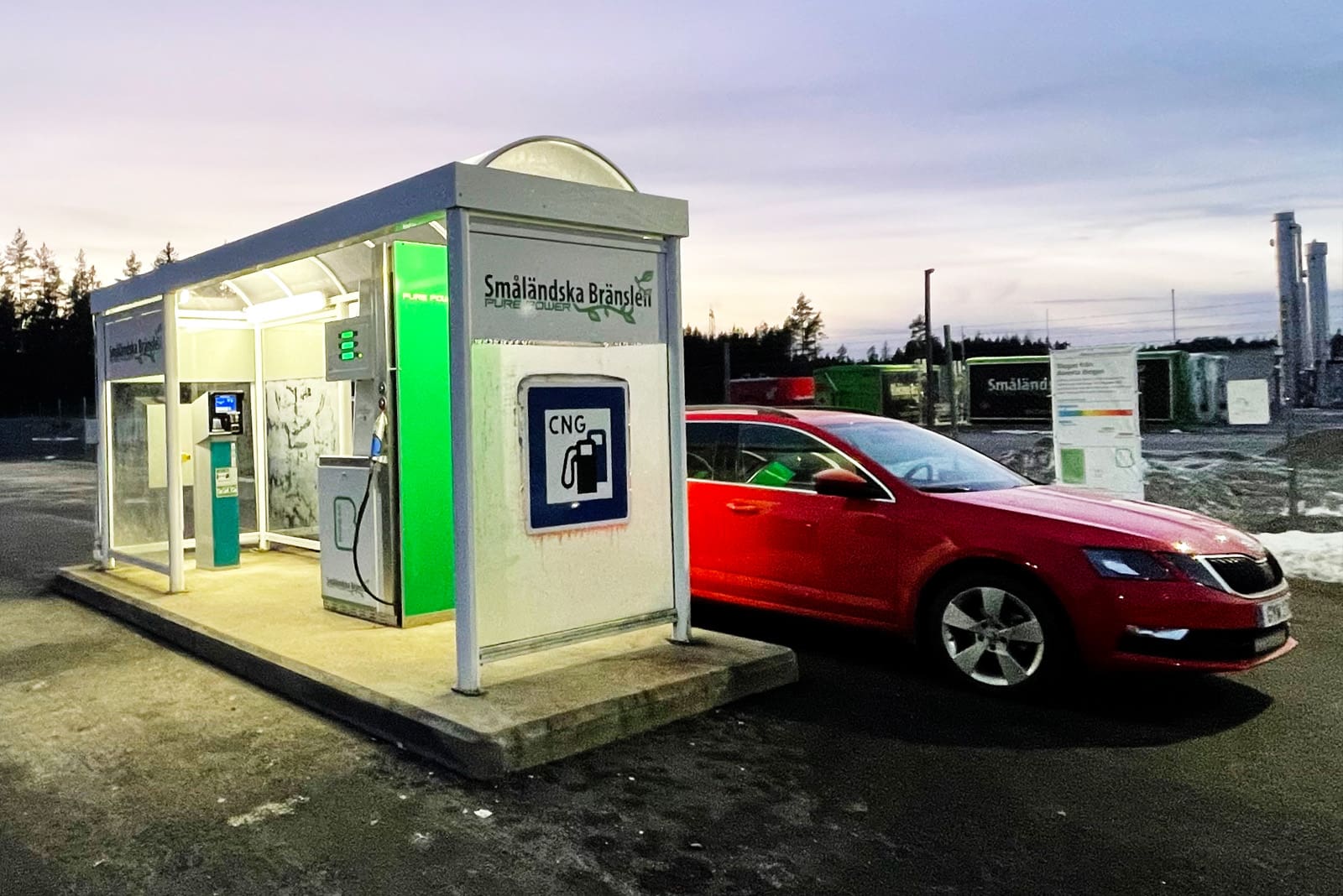 Småländska bränslens tankställe i anslutning till Alvesta biogas anläggning.